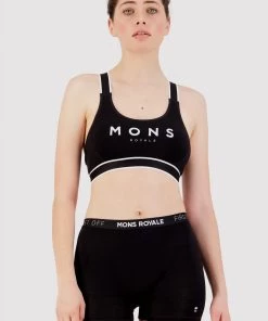 Mons Royale Stella X-Back Bra - Black Merino Air-Con