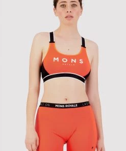 Mons Royale Stella X-Back Bra - Hot Coral Black