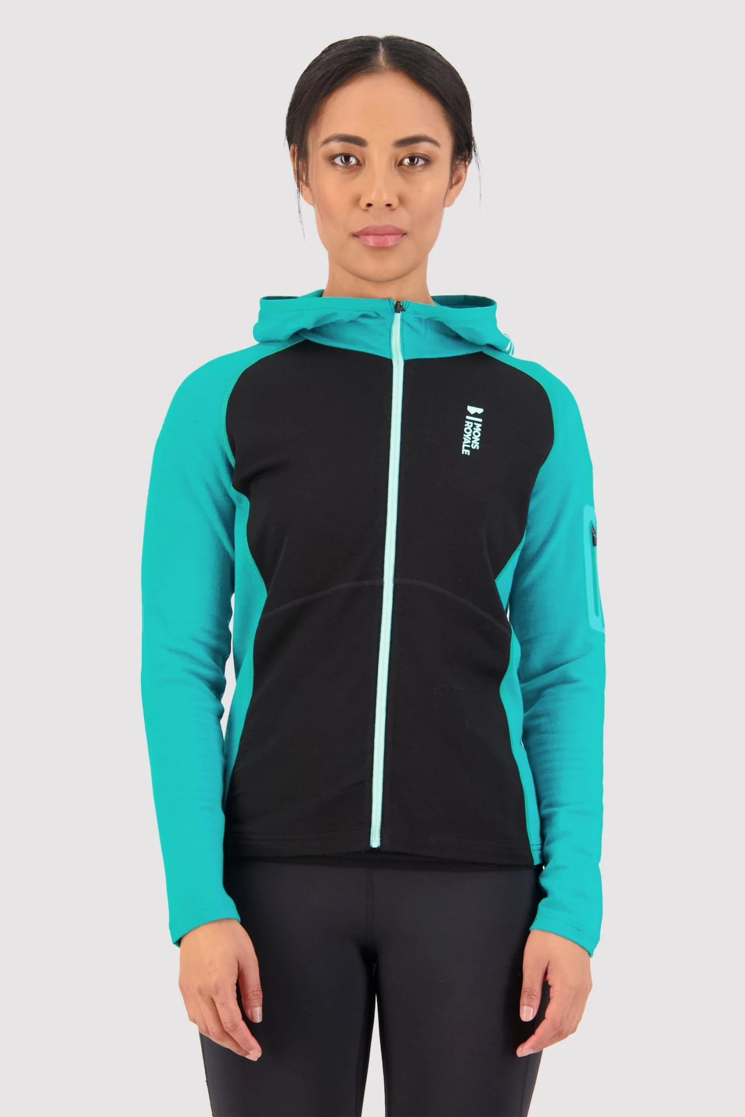 Mons Royale Ascend Full Zip Hood - Marina Black 1 Mons Royale Ascend Full Zip Hood - Marina Black